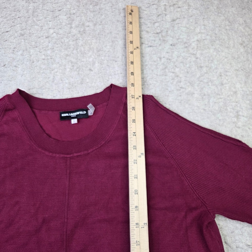 Karl Lagerfeld Paris Sweater Womens L Red Bow Sleeve Nylon Rayon Blend NEW - Picture 8 of 9